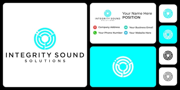 Letter i S S monogram sound logo design with business card template