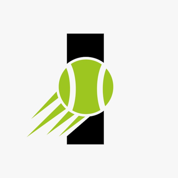 Letter I Tennis Logo Concept Met Bewegende Tennisbal Pictogram Tennis Sport Logotype Symbool Sjabloon