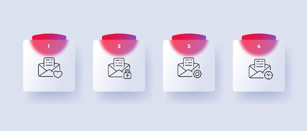 letter icon set symbolizing electronic mail or email the illustration may include additional elements mail concept glassmorphism style vector line icon for business and advertising