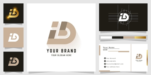 Letter iD or ib monogram logo with business card design