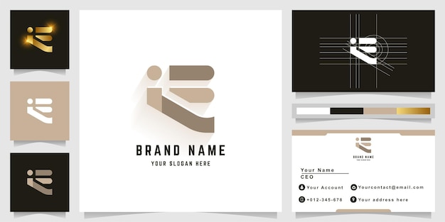 Letter iE or iF monogram logo with business card design