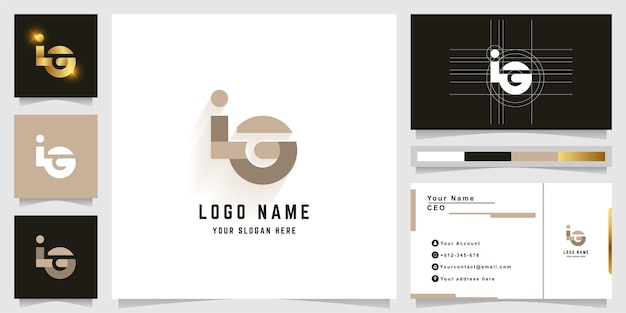 Letter iG or iLG monogram logo with business card design