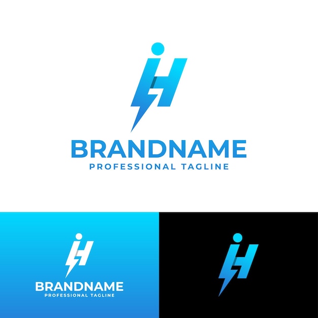 Логотип Letter IH Power подходит для любого бизнеса с инициалами IH или HI.