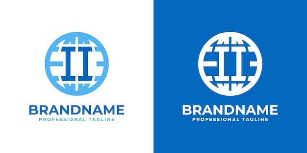 Vector letter ii globe logo suitable for any business with double i or ii initials