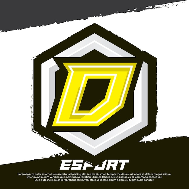 Letter initial d gamer logo design esport logo design illustration with shield badge for luxury