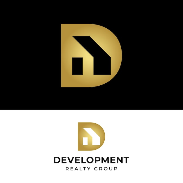 Letter Initial D Home House in Minimal Luxury Logo