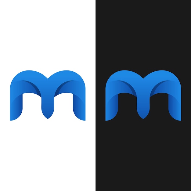 Vector letter initial m blue gradient logo design template