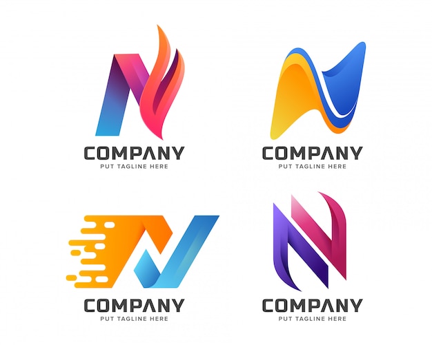 Letter initial n logo template for company