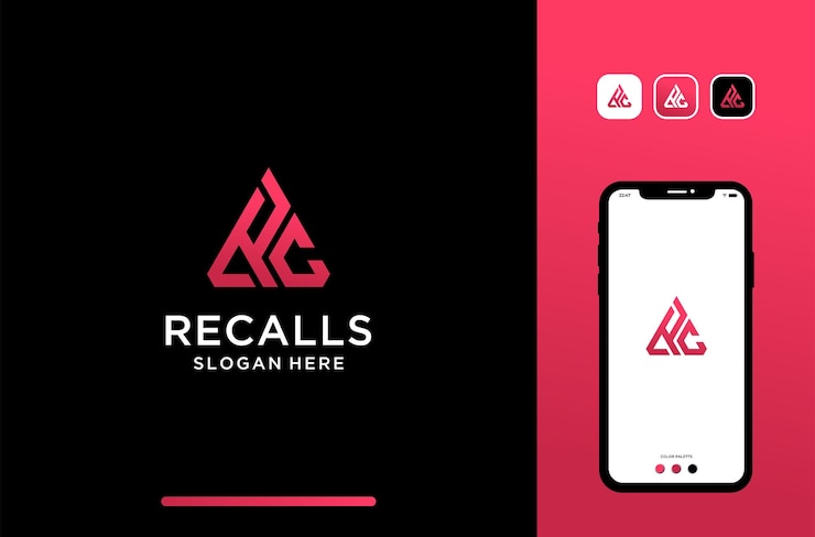 वेक्टर letter or initial rc logo design in triangle shape