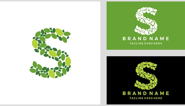 Vector letter initial s leaf logo design vector template