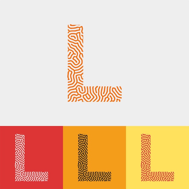 letter initial vector design with line noodle texture