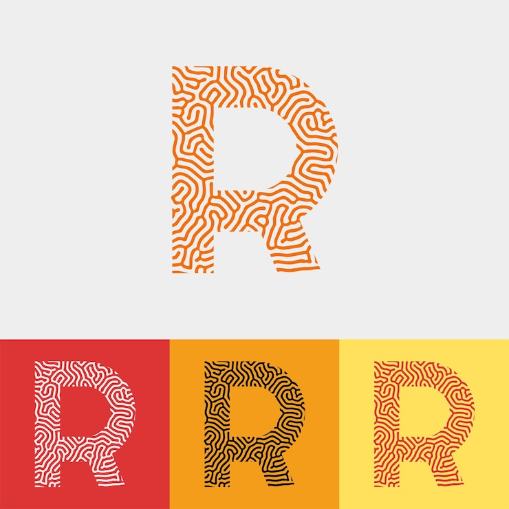 Vector letter initial vector design with line noodle texture