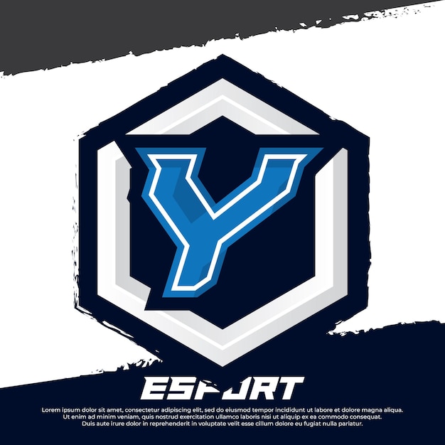 편지 이니셜 Y 게이머 로고 디자인 esport 로고 디자인 일러스트레이션과 고급스러운 방패 배지