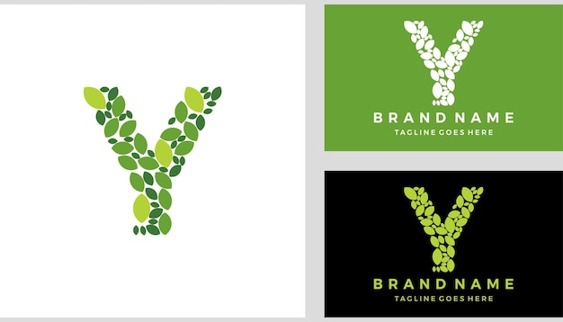 Vector letter initial y leaf logo design vector template