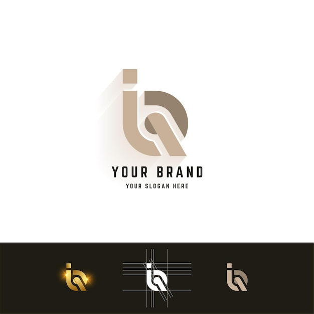 Буква iQ или логотип с монограммой Q с дизайном сетки