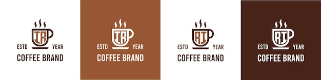 IR または RI のイニシャルが付いたコーヒー紅茶またはその他に関連するビジネスに適した文字 IR および RI コーヒー ロゴ