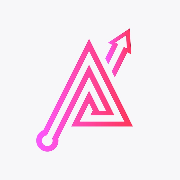 Vector the letter a is created from the movement of an arrow pointing upwards shows growth and development.