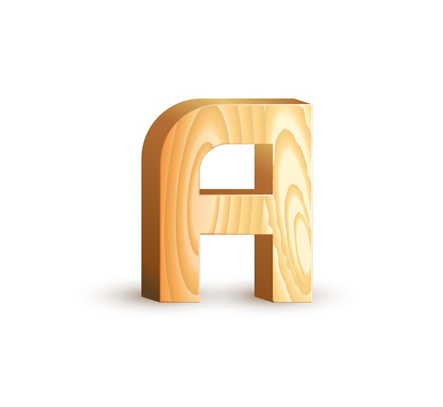 Vector letter a isolated geometric wood texture font 3d wooden material type alphabet symbols vector illustrations