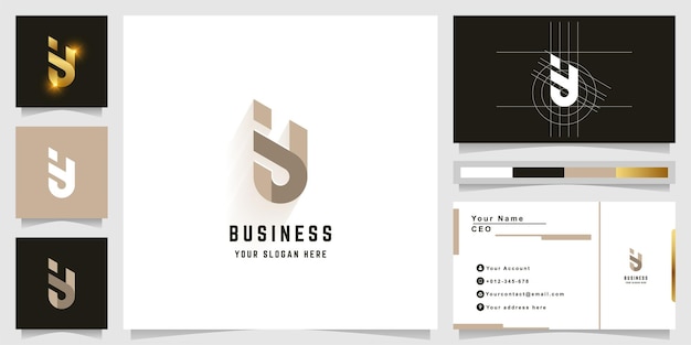 Letter iy or by monogram logo with business card design