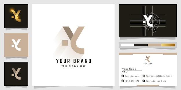 Letter iY or YL monogram logo with business card design