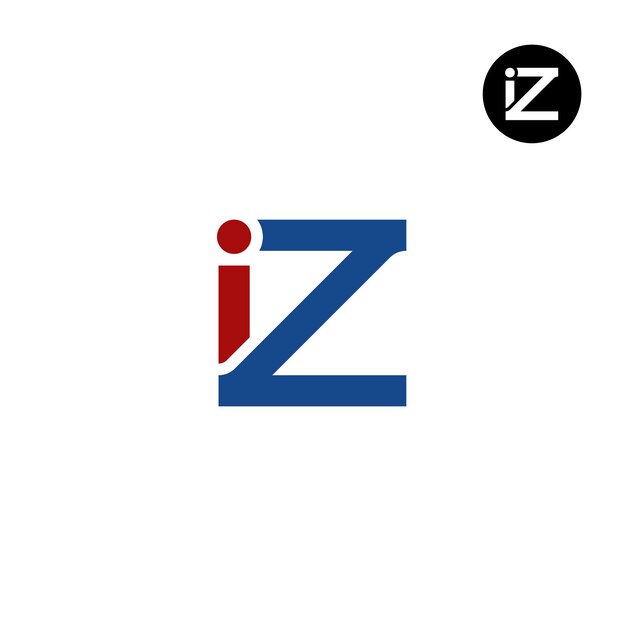 Letter IZ ZI Monogram Logo Design