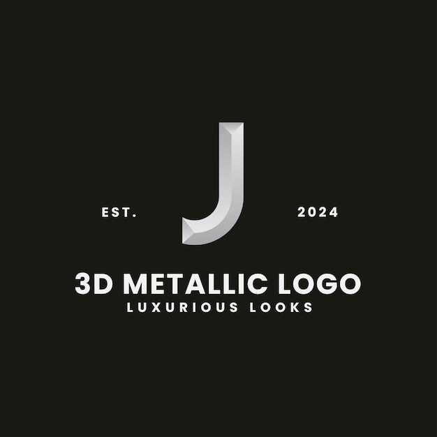 Letter j 3d monochroom concept logo royal en classic branding