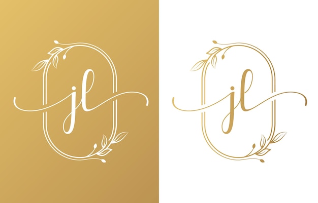 Letter j beauty logo with flourish ornament