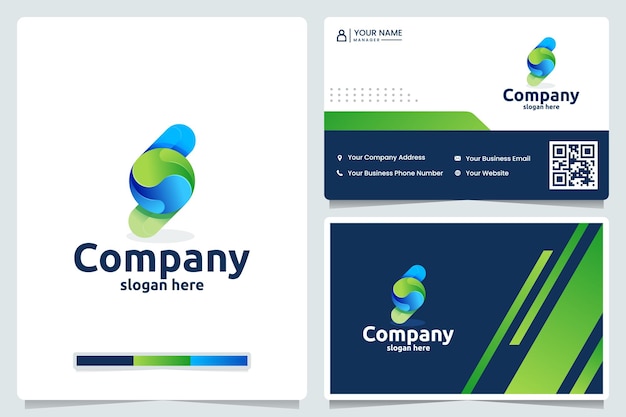 Letter j , color gradient, logo design and business card