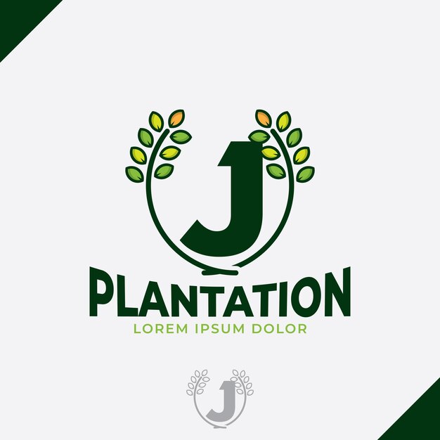 Letter J eco green leaf logo farm logo vector vintage icon flat farm logo green nature icon