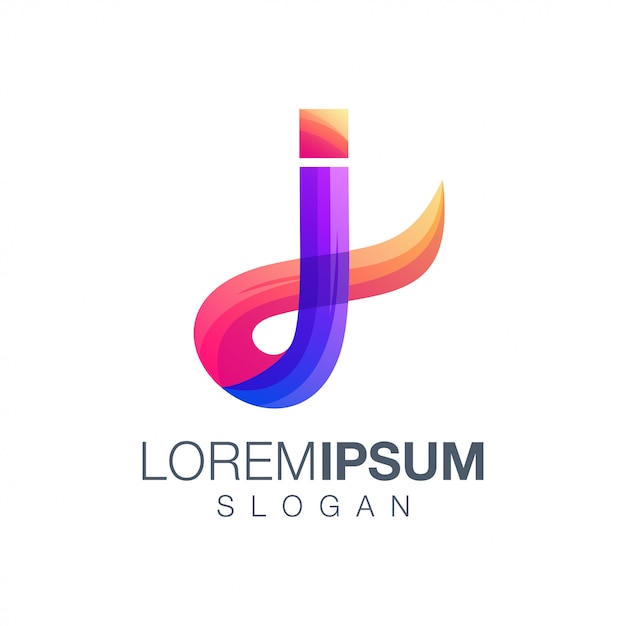 letter j gradient color logo design 