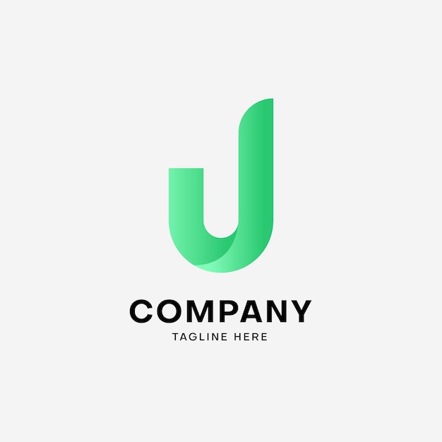 letter j initial green gradient colorful logo template