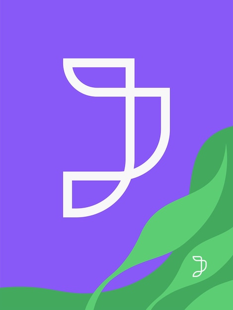 Вектор Логотип буквы j в простом, органическом стиле монолинии, для ваших инициалов, украшений, элемента дизайна