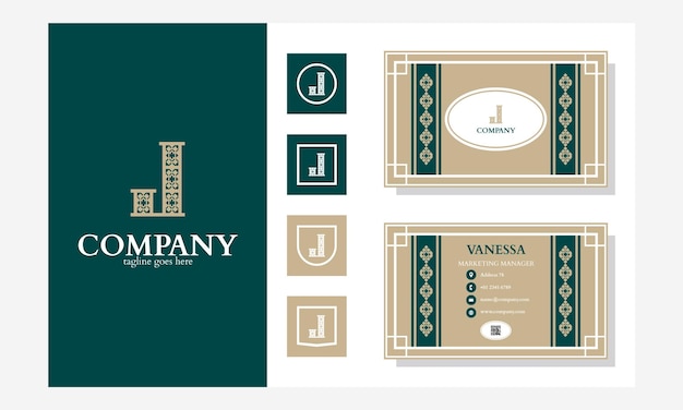 Vector letter j logo with business card
