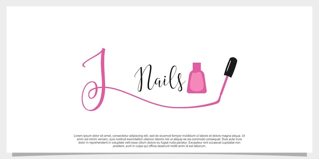 Letter j met pictogram nagellak logo ontwerpsjabloon