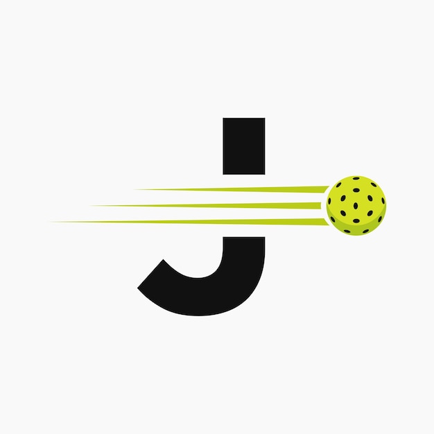 Letter J Pickleball Logo Symbool Augurk Bal Logo Vector Sjabloon