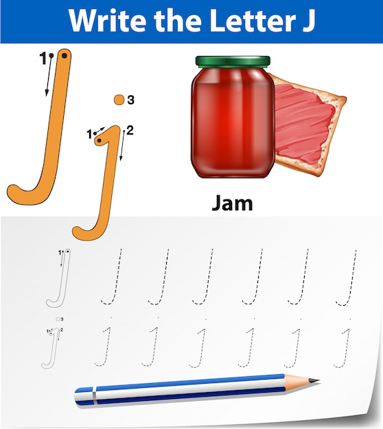 Letter j tracing alfabet werkbladen