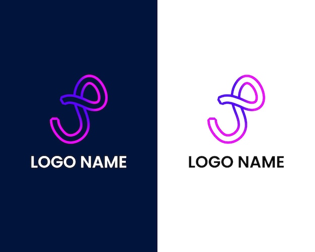 letter j with infinity modern logo design template