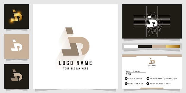 Vector letter jb or jd monogram logo with business card design