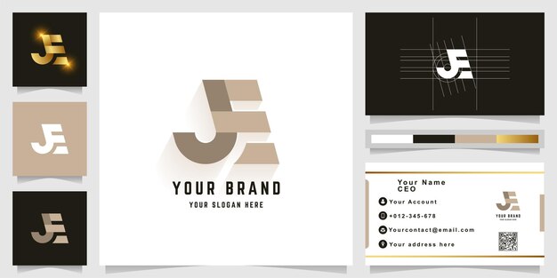 Letter JF or FE monogram logo with business card design