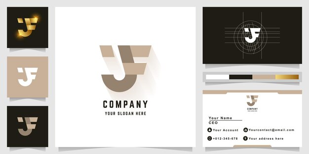 letter jf or if monogram logo with business card design