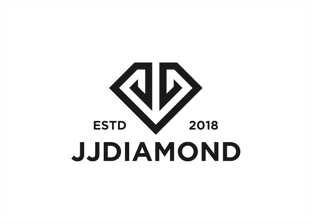 буква jj алмаз дизайн логотипа векторная иллюстрация