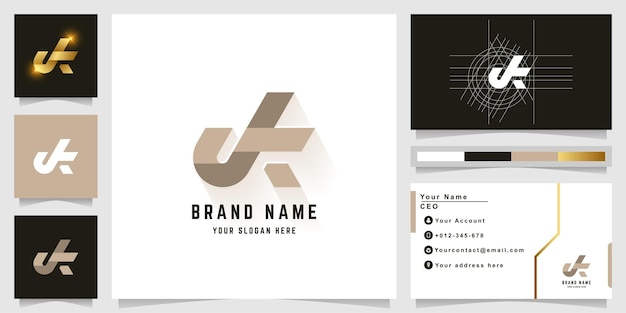 명함 디자인의 Letter JK 또는 YK 모노그램 로고