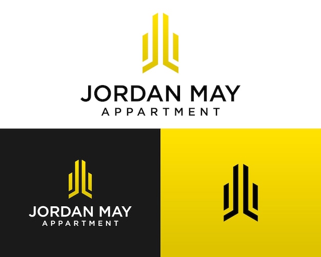 Vector letter jm monogram gebouw appartement logo ontwerp