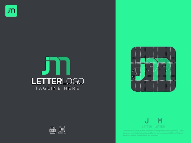 Vector letter jm monogram initial logo geometric modern gradient grid logo