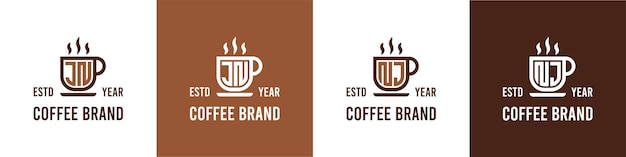 Letter JN en NJ Coffee-logo geschikt voor elk bedrijf met betrekking tot Coffee Tea of Other met JN- of NJ-initialen