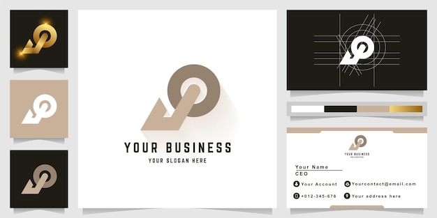 Letter Jo or Jq monogram logo with business card design