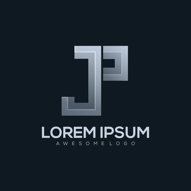 Letter JP logo sjabloon kleur