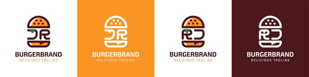 Letter JR en RJ Burger-logo geschikt voor elk bedrijf met betrekking tot hamburger met JR- of RJ-initialen