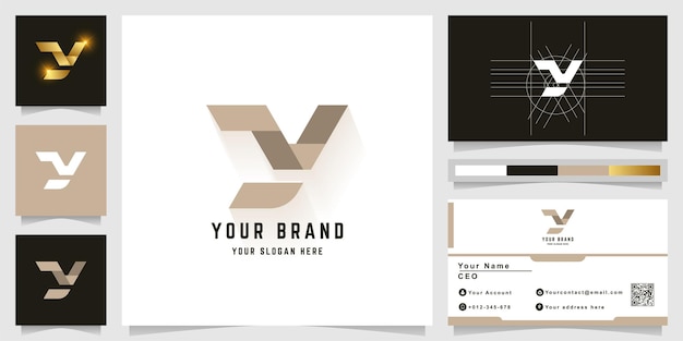명함 디자인의 Letter Jv 또는 Jy 모노그램 로고