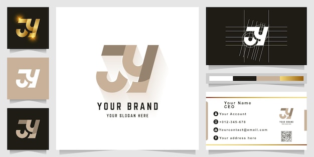 Vector letter jy or ay monogram logo with business card design